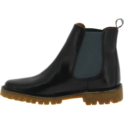 Women black leather chelsea boot with Vibram sole