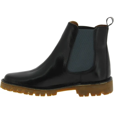 Bottine chelsea en cuir noir femme et semelle Vibram