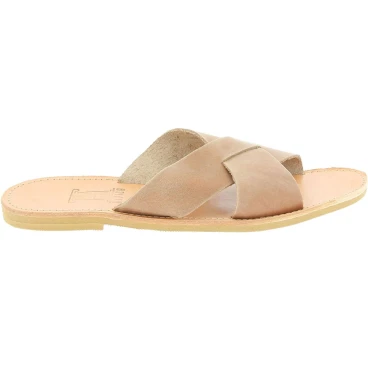 Sandali uomo in nubuck marrone chiaro fatti a mano in Grecia