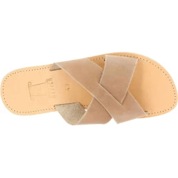 Sandalias en cuero nobuck marrón claro hechas a mano en Grecia