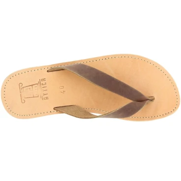 Herren Flip Flops aus dunkelbraunem Nubuk handgefertigt in Griechenland
