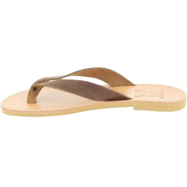Herren Flip Flops aus dunkelbraunem Nubuk handgefertigt in Griechenland