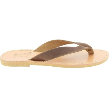 Herren Flip Flops aus dunkelbraunem Nubuk handgefertigt in Griechenland