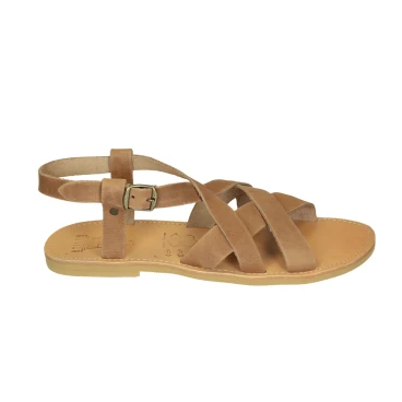Sandalias de dedo para hombre en cuero nobuck marron hechas a mano