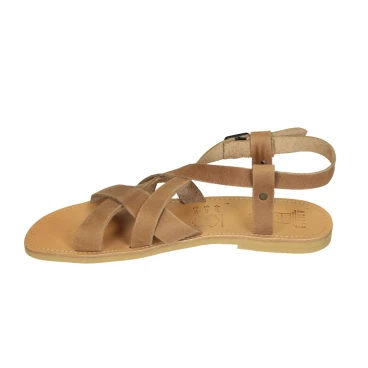 Sandalias de dedo para hombre en cuero nobuck marron hechas a mano