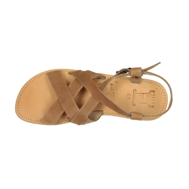 Sandalias de dedo para hombre en cuero nobuck marron hechas a mano