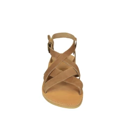 Tongs sandales pour hommes en cuir nubuck marron faits à la main