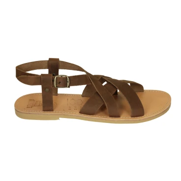 Sandalias de dedo hombre en cuero nobuck marron oscuro hechas a mano