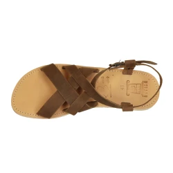 Tongs sandales hommes en cuir nubuck marron foncé faits à la main