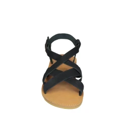 Sandalias de dedo hombre en cuero nobuck azul hechas a mano