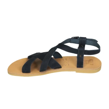 Sandali infradito da uomo in pelle nabuk blu fatti a mano