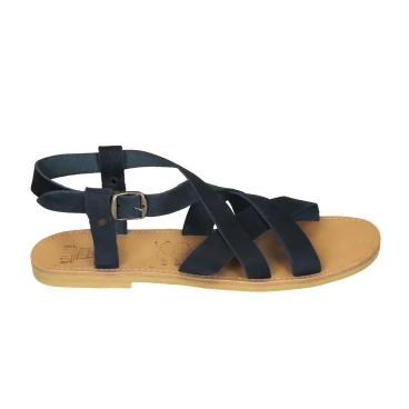 Sandali infradito da uomo in pelle nabuk blu fatti a mano