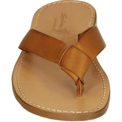 Handmade tan leather thongs for men with leather sole