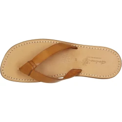 Sandales tongs hommes artisanales en cuir marron