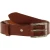 Genuine brown leather belt with classic rectangular metal buckle