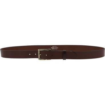 Ceinture en cuir veritable marron foncé avec boucle rectangulaire en métal classique