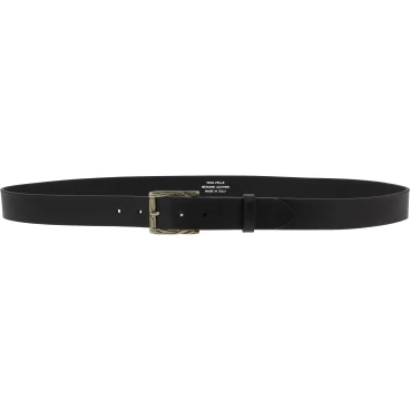 Cinturón de piel negro con hebilla rectangular de metal clásica