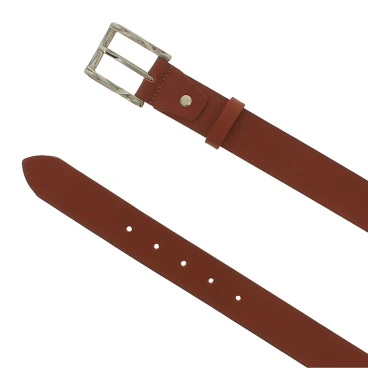 Ceinture en cuir veritable marron avec boucle rectangulaire en métal classique