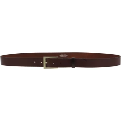 Cinturón de piel marron oscuro con hebilla rectangular de metal clásica