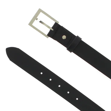 Ceinture en cuir veritable noir avec boucle rectangulaire en métal classique