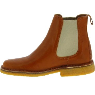 Botin chelsea mujer piel marrón y suela en caucho natural
