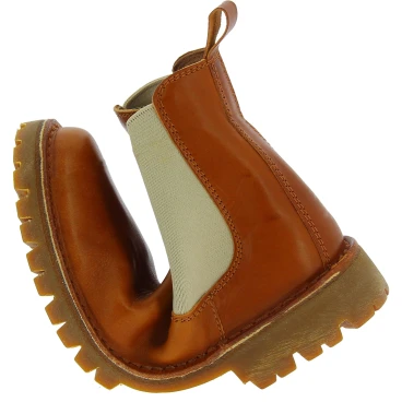 Stivaletto beatles in pelle marrone e suola Vibram