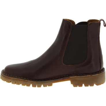 Bottine Beatles femme en cuir marron foncé et semelle Vibram