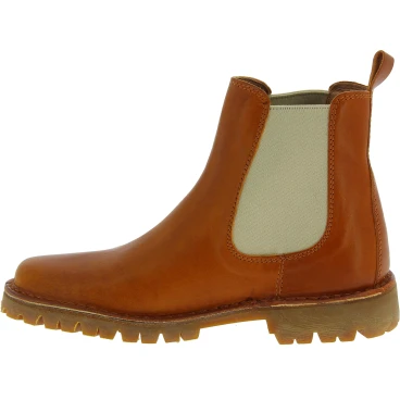 Bottine Beatles femme en cuir marron et semelle Vibram