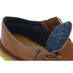 Zapatos bajos para mujer de cuero marrón con forro de invierno