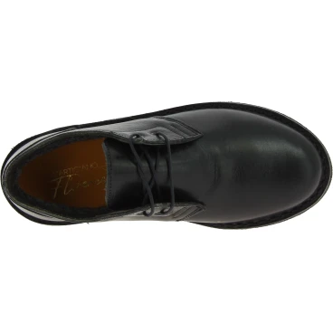 Scarpe basse da donna in pelle nera con fodera invernale