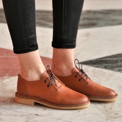 Scarpe basse da donna in pelle marrone fodera invernale