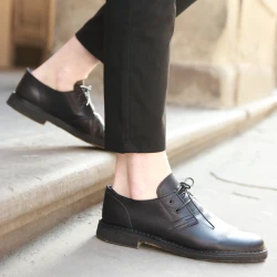 Scarpe basse da uomo in pelle nera con fodera invernale