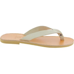 Sandali infradito slip-on da uomo in pelle nabuk bianco sporco fatti a mano