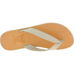 Men's handmade slip-on thong sandals in off white nubuck leather