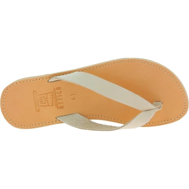 Sandali infradito slip-on da uomo in pelle nabuk bianco sporco fatti a mano
