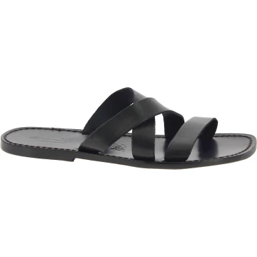 Handgemachte Schwarzem Leder Herren Pantoffeln Sandalen