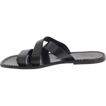 Handgemachte Schwarzem Leder Herren Pantoffeln Sandalen