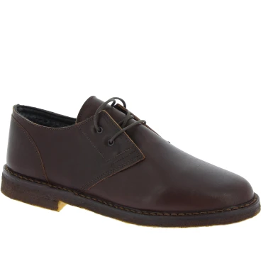 Zapatos bajos hombre de cuero marrón oscuro con forro de invierno