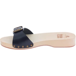 Zuecos de madera hombre hechos a mano con correa ajustable de piel negro