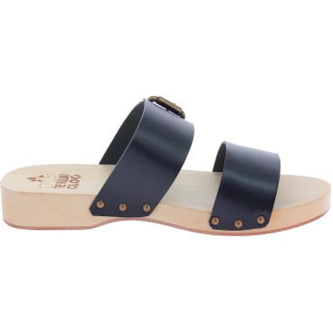 Sabots hommes artisanal avec double bande réglable en cuir noir