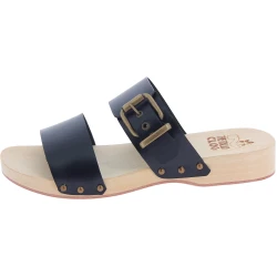 Zuecos artesanales hombre con doble tira ajustable de piel negro