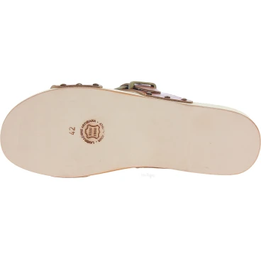 Handmade men's clogs with double adjustable brown leather bands