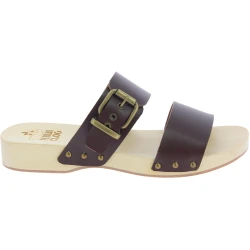Sabots hommes avec double bande réglable en cuir marron foncé