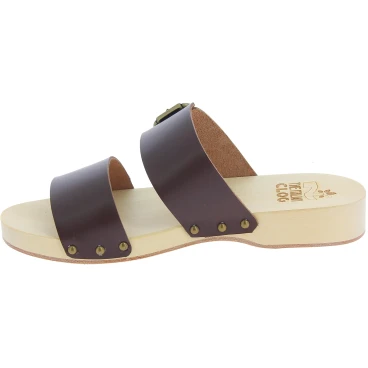 Clogs für Herren mit doppelt verstellbaren Dunkelbraun Lederbändern
