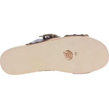 Sabots hommes avec double bande réglable en cuir marron foncé