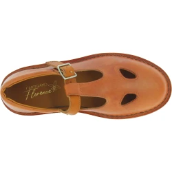 Women's brown leather low top t-strap shoes handmade in Italy