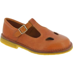 Women's brown leather low top t-strap shoes handmade in Italy