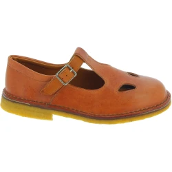 Women's brown leather low top t-strap shoes handmade in Italy