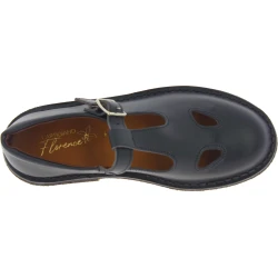 Women's black leather t-strap low top shoes handmade in Italy