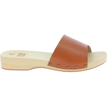 Herrenclogs mit breitem Bund aus handgefertigtem kamelfarbenem Leder